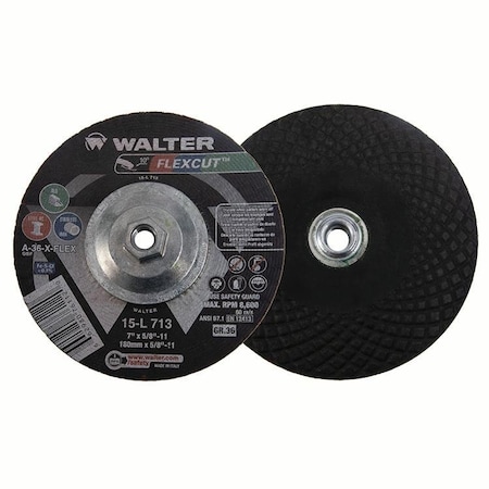 Walter Surface Technologies Blending Disc 7 in. x 5/8-11 Grit 36 Metal Hub Flexcut 15L713